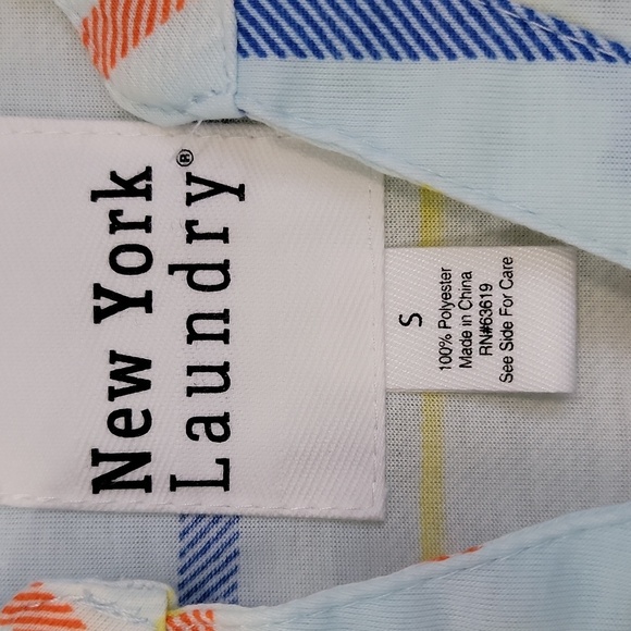 New York Laundry Blue and Yellow Sleeveless Blouse size small NWT - Picture 2 of 8